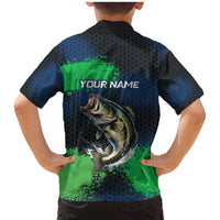 Personalized Bass Fishing Family Matching Mermaid Dress and Hawaiian Shirt with Jumping Fish – Green and Black Angler Design - Wonder Print Shop