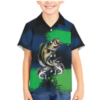Personalized Bass Fishing Family Matching Mermaid Dress and Hawaiian Shirt with Jumping Fish – Green and Black Angler Design - Wonder Print Shop