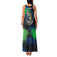 Personalized Bass Fishing Family Matching Tank Maxi Dress and Hawaiian Shirt with Jumping Fish – Green and Black Angler Design - Wonder Print Shop