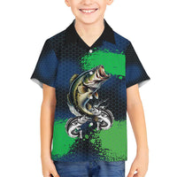 Personalized Bass Fishing Family Matching Tank Maxi Dress and Hawaiian Shirt with Jumping Fish – Green and Black Angler Design - Wonder Print Shop