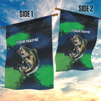 Personalized Bass Fishing Garden Flag with Jumping Fish – Green and Black Angler Design - Wonder Print Shop