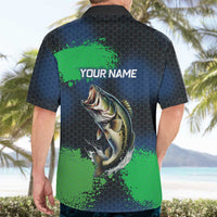 Personalized Bass Fishing Hawaiian Shirt with Jumping Fish – Green and Black Angler Design - Wonder Print Shop