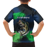 Personalized Bass Fishing Hawaiian Shirt with Jumping Fish – Green and Black Angler Design - Wonder Print Shop