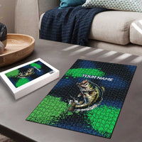 Personalized Bass Fishing Puzzle with Jumping Fish – Green and Black Angler Design - Wonder Print Shop