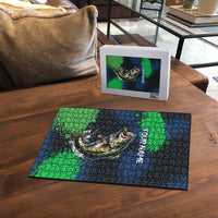 Personalized Bass Fishing Puzzle with Jumping Fish – Green and Black Angler Design - Wonder Print Shop