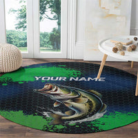 Personalized Bass Fishing Round Carpet with Jumping Fish – Green and Black Angler Design - Wonder Print Shop