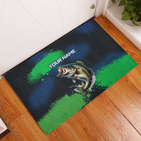 Personalized Bass Fishing Rubber Doormat with Jumping Fish – Green and Black Angler Design - Wonder Print Shop