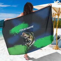 Personalized Bass Fishing Sarong with Jumping Fish – Green and Black Angler Design - Wonder Print Shop