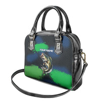 Personalized Bass Fishing Shoulder Handbag with Jumping Fish – Green and Black Angler Design - Wonder Print Shop