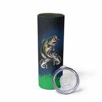 Personalized Bass Fishing Skinny Tumbler with Jumping Fish – Green and Black Angler Design - Wonder Print Shop