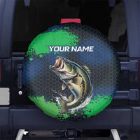 Personalized Bass Fishing Spare Tire Cover with Jumping Fish – Green and Black Angler Design - Wonder Print Shop