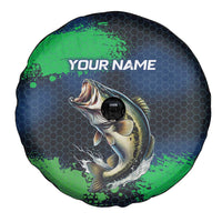 Personalized Bass Fishing Spare Tire Cover with Jumping Fish – Green and Black Angler Design - Wonder Print Shop
