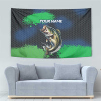 Personalized Bass Fishing Tapestry with Jumping Fish – Green and Black Angler Design - Wonder Print Shop