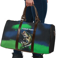 Personalized Bass Fishing Travel Bag with Jumping Fish – Green and Black Angler Design - Wonder Print Shop