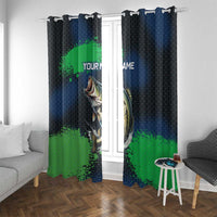 Personalized Bass Fishing Window Curtain with Jumping Fish – Green and Black Angler Design - Wonder Print Shop