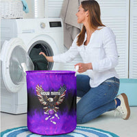 Personalized Patriotic Eagle Bowling Laundry Basket with Purple Flames USA Flag Wings Design - Wonder Print Shop