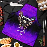 Personalized Patriotic Eagle Bowling Apron with Purple Flames USA Flag Wings Design - Wonder Print Shop