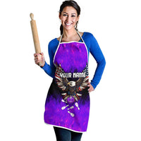 Personalized Patriotic Eagle Bowling Apron with Purple Flames USA Flag Wings Design - Wonder Print Shop