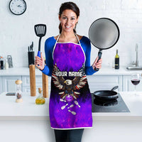 Personalized Patriotic Eagle Bowling Apron with Purple Flames USA Flag Wings Design - Wonder Print Shop