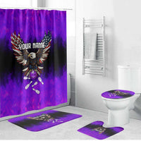 Personalized Patriotic Eagle Bowling Bathroom Set with Purple Flames USA Flag Wings Design - Wonder Print Shop
