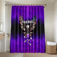 Personalized Patriotic Eagle Bowling Bathroom Set with Purple Flames USA Flag Wings Design - Wonder Print Shop