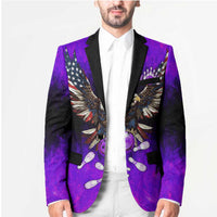 Personalized Patriotic Eagle Bowling Blazer with Purple Flames USA Flag Wings Design - Wonder Print Shop
