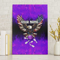 Personalized Patriotic Eagle Bowling Canvas Wall Art with Purple Flames USA Flag Wings Design - Wonder Print Shop