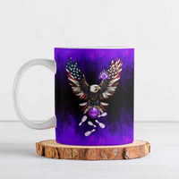 Personalized Patriotic Eagle Bowling Ceramic Mug with Purple Flames USA Flag Wings Design - Wonder Print Shop