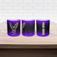 Personalized Patriotic Eagle Bowling Ceramic Mug with Purple Flames USA Flag Wings Design - Wonder Print Shop