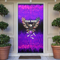 Personalized Patriotic Eagle Bowling Door Cover with Purple Flames USA Flag Wings Design - Wonder Print Shop