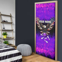Personalized Patriotic Eagle Bowling Door Cover with Purple Flames USA Flag Wings Design - Wonder Print Shop