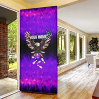 Personalized Patriotic Eagle Bowling Door Cover with Purple Flames USA Flag Wings Design - Wonder Print Shop