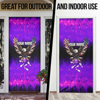 Personalized Patriotic Eagle Bowling Door Cover with Purple Flames USA Flag Wings Design - Wonder Print Shop