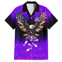 Personalized Patriotic Eagle Bowling Family Matching Long Sleeve Bodycon Dress and Hawaiian Shirt with Purple Flames USA Flag Wings Design - Wonder Print Shop