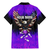 Personalized Patriotic Eagle Bowling Family Matching Mermaid Dress and Hawaiian Shirt with Purple Flames USA Flag Wings Design - Wonder Print Shop