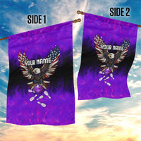 Personalized Patriotic Eagle Bowling Garden Flag with Purple Flames USA Flag Wings Design - Wonder Print Shop