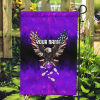 Personalized Patriotic Eagle Bowling Garden Flag with Purple Flames USA Flag Wings Design - Wonder Print Shop