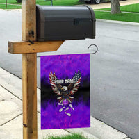 Personalized Patriotic Eagle Bowling Garden Flag with Purple Flames USA Flag Wings Design - Wonder Print Shop