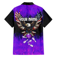 Personalized Patriotic Eagle Bowling Hawaiian Shirt with Purple Flames USA Flag Wings Design - Wonder Print Shop