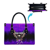 Personalized Patriotic Eagle Bowling Leather Bag with Purple Flames USA Flag Wings Design - Wonder Print Shop