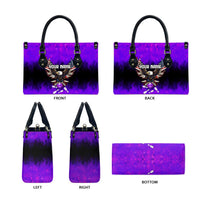 Personalized Patriotic Eagle Bowling Leather Bag with Purple Flames USA Flag Wings Design - Wonder Print Shop