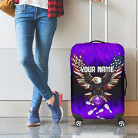 Personalized Patriotic Eagle Bowling Luggage Cover with Purple Flames USA Flag Wings Design - Wonder Print Shop