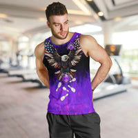 Personalized Patriotic Eagle Bowling Men Tank Top with Purple Flames USA Flag Wings Design - Wonder Print Shop