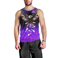 Personalized Patriotic Eagle Bowling Men Tank Top with Purple Flames USA Flag Wings Design - Wonder Print Shop