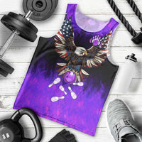 Personalized Patriotic Eagle Bowling Men Tank Top with Purple Flames USA Flag Wings Design - Wonder Print Shop