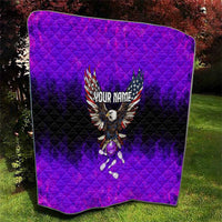 Personalized Patriotic Eagle Bowling Quilt with Purple Flames USA Flag Wings Design - Wonder Print Shop