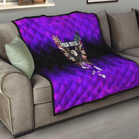 Personalized Patriotic Eagle Bowling Quilt with Purple Flames USA Flag Wings Design - Wonder Print Shop