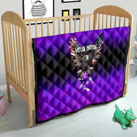Personalized Patriotic Eagle Bowling Quilt with Purple Flames USA Flag Wings Design - Wonder Print Shop