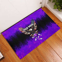 Personalized Patriotic Eagle Bowling Rubber Doormat with Purple Flames USA Flag Wings Design - Wonder Print Shop