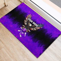 Personalized Patriotic Eagle Bowling Rubber Doormat with Purple Flames USA Flag Wings Design - Wonder Print Shop